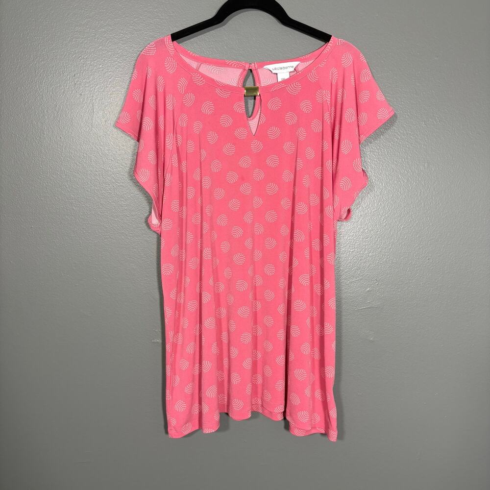 Liz Claiborne Pink Polka Dot Top Whimsy Coquette Funky - XXL - Women's Plus Size